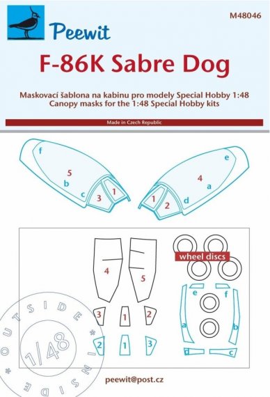 1/48 Canopy mask F-86K Sabre Dog for Special Hobby