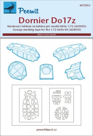 1/72 Dornier Do17Z canopies paint mask (for the new Airfix kit)