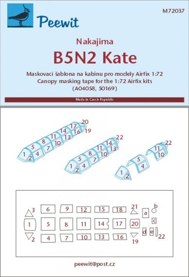 1/72 Canopy mask Nakajima B5N2 Kate