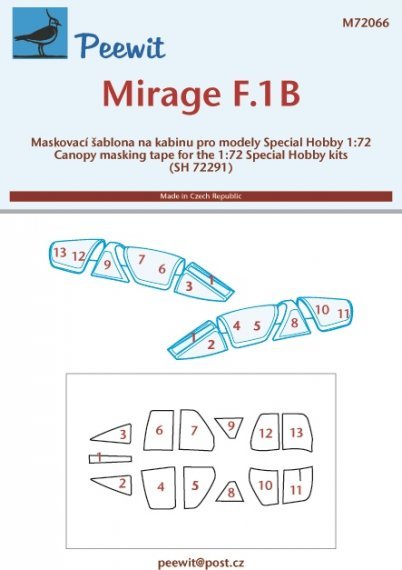 1/72 Canopy mask Mirage F.1B