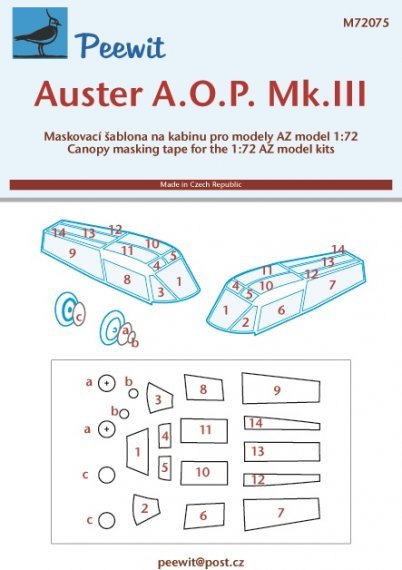 1/72 Canopy mask Auster A.O.P. Mk.III