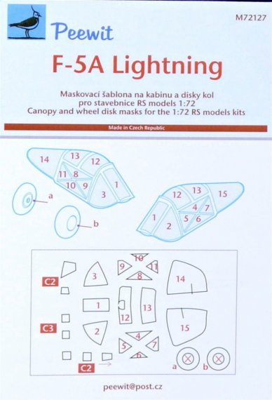 1/72 Canopy mask F-5A Lightning