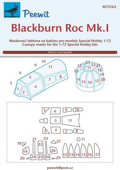 1/72 Canopy mask Blackburn Roc Mk.I