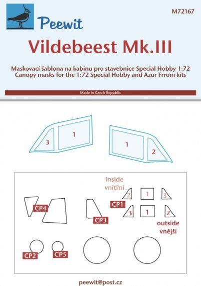 1/72 Canopy mask Vildebeest Mk.III
