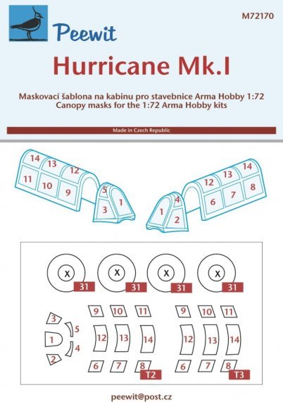 1/72 Canopy mask Hurricane Mk.I