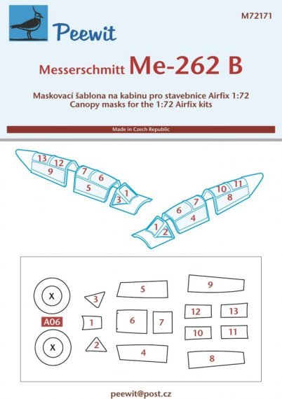 1/72 Canopy mask Messerschmitt Me-262B