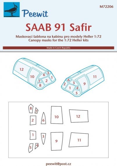 1/72 Canopy mask SAAB 91 Safir
