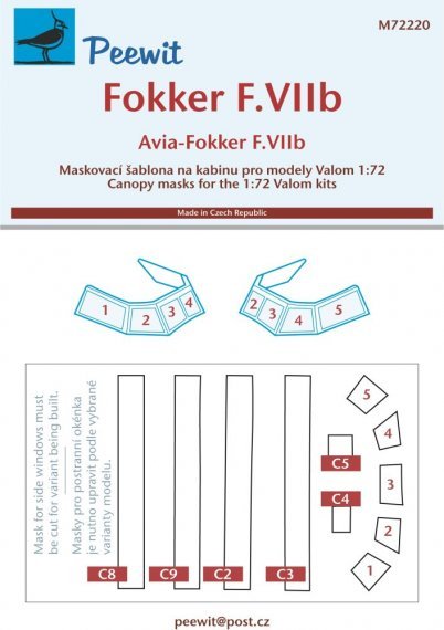 1/72 Canopy mask Fokker F.VIIb