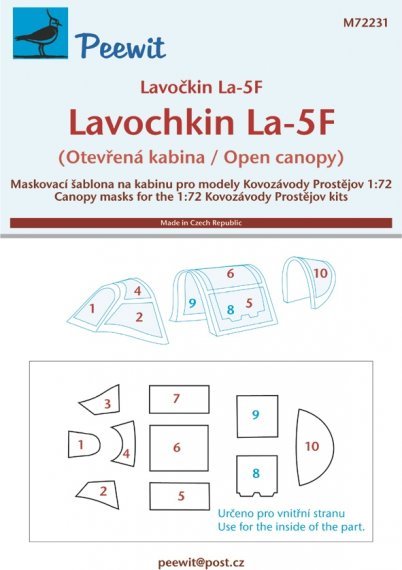 1/72 Canopy mask Lavochkin La-5F open can.