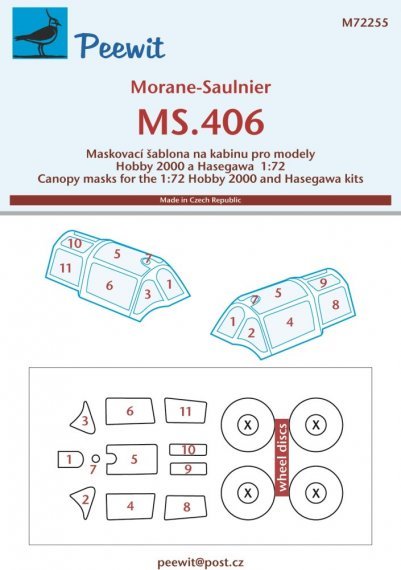 1/72 Canopy mask Morane-Saulnier MS.406
