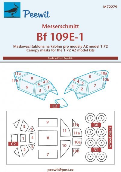 1/72 Canopy mask Bf 109E-1