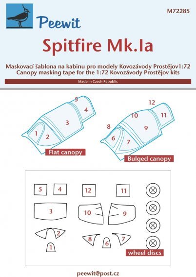 1/72 Canopy mask Spritfire Mk.Ia