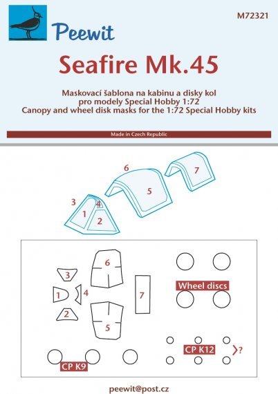 1/72 Canopy mask Seafire Mk.45