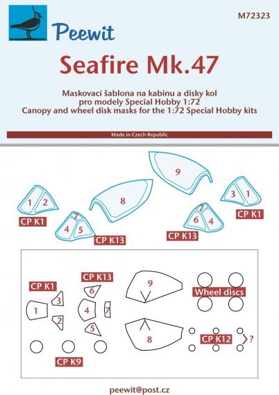 1/72 Canopy mask Seafire Mk.47