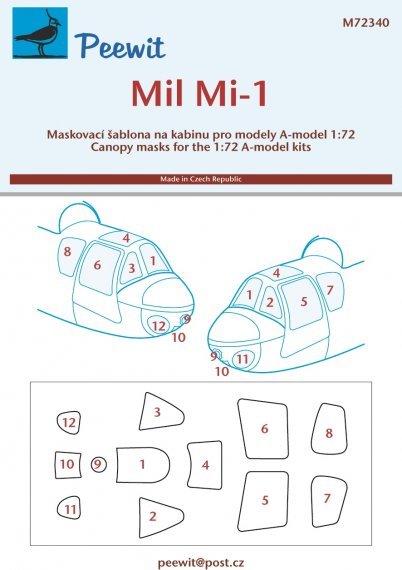 1/72 Canopy mask Mil Mi-1 for A Model