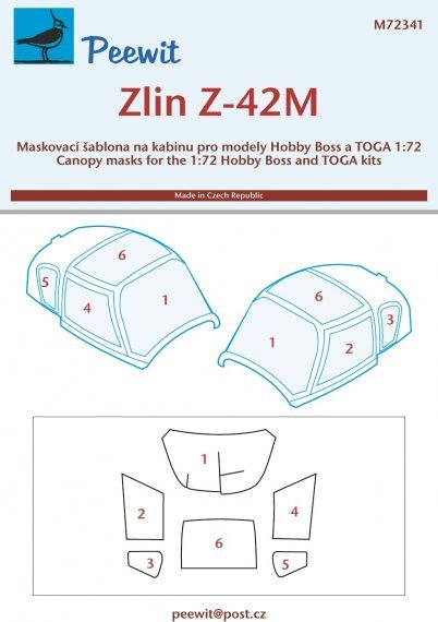 1/72 Canopy mask Zln Z-42M for Hobby Boss & Toga