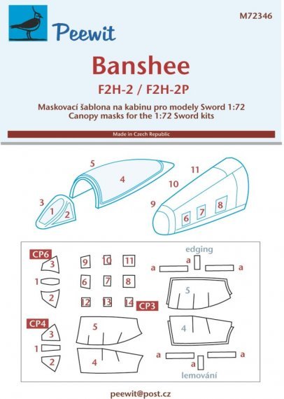1/72 Canopy mask Banshee F2H-2/F2H-2P for Sword