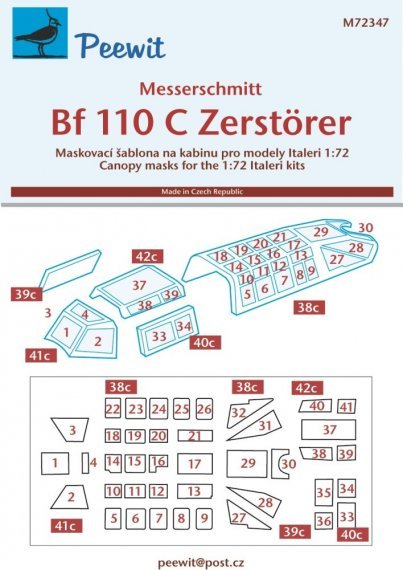 1/72 Canopy mask Bf 110C Zerstrer for Italeri