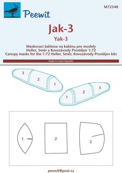 1/72 Canopy mask Yak-3 for Heller/SMER/KP