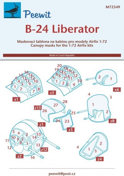 1/72 Canopy mask B-24 Liberator for Airfix