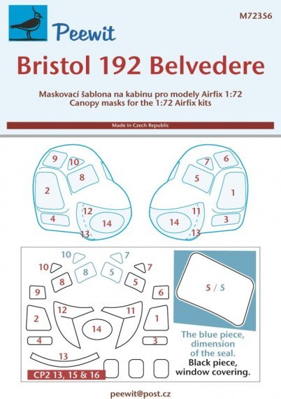 1/72 Canopy mask Bristol 192 Belveder for Airfix