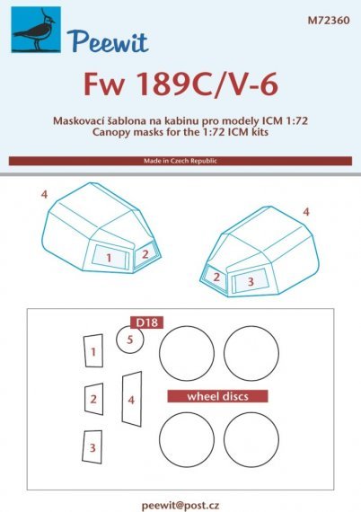 1/72 Canopy mask Fw-189C/V-6 for ICM