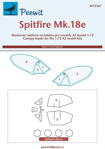 1/72 Canopy mask Spitfire Mk.18e for AZ Models