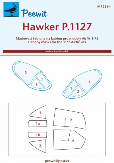 1/72 Canopy mask Hawker P.1127 for Airfix