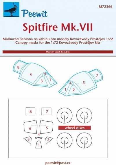 1/72 Canopy mask Spitfire Mk.VII for KP Models