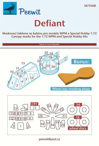 1/72 Canopy mask Defiant for Special Hobby/MPM