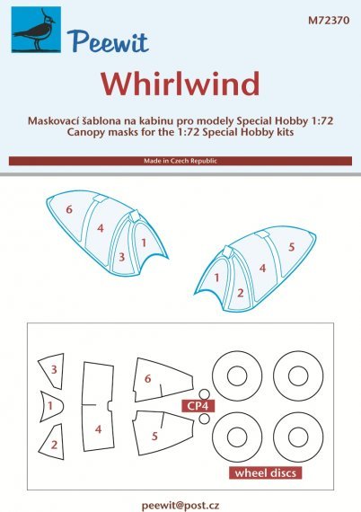 1/72 Canopy mask Whirlwind for Special Hobby