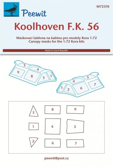 1/72 Canopy mask Koolhoven F.K.56 KORA