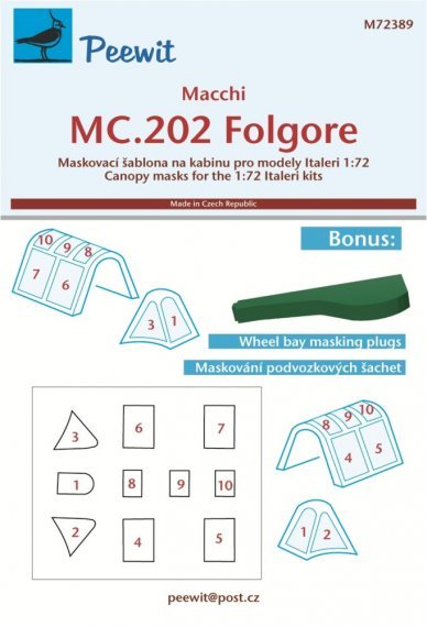 Peewit Masque de verri�re MC.202 Folgore 1/72 Italeri