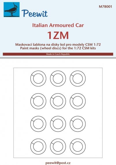 1/72 Paint mask wheel discs 1 ZM Italian Armored Car