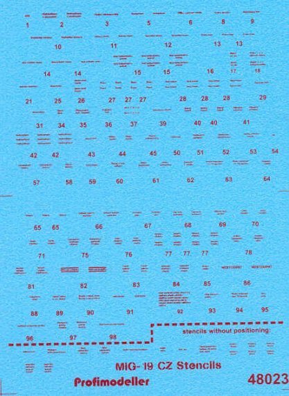 1/48 Mikoyan MiG-19 Stencils