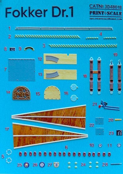 1/48 Instrument panel Fokker Dr.1 for Eduard