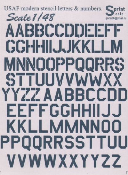 1/48 USAF modern letters and numbers. Guship Grey