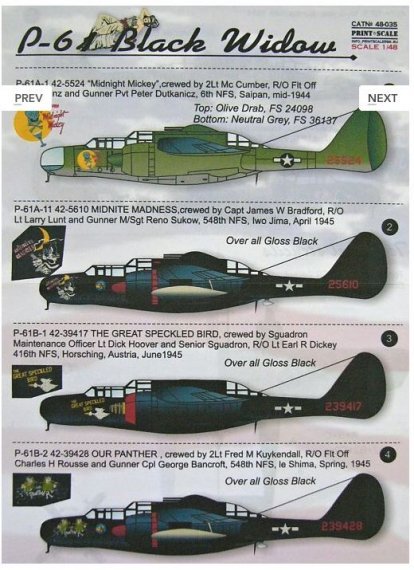 1/48 P-61 Black Widow Part 2 (wet decals)