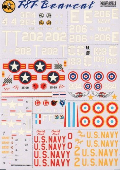 Print Scale 1/72 Grumman F8F Bearcat D�cals