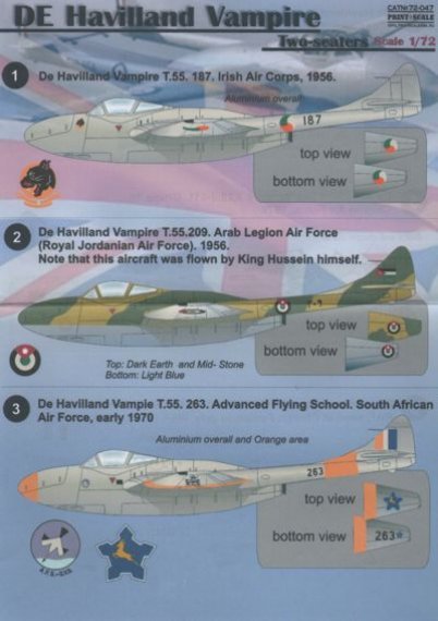 1/72 D.H. Vampire Two-seaters (wet decals)