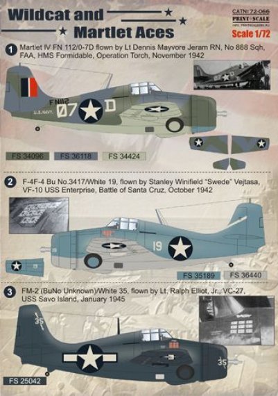 Print Scale 72-066 Grumman Wildcat Martlet Aces 1/72