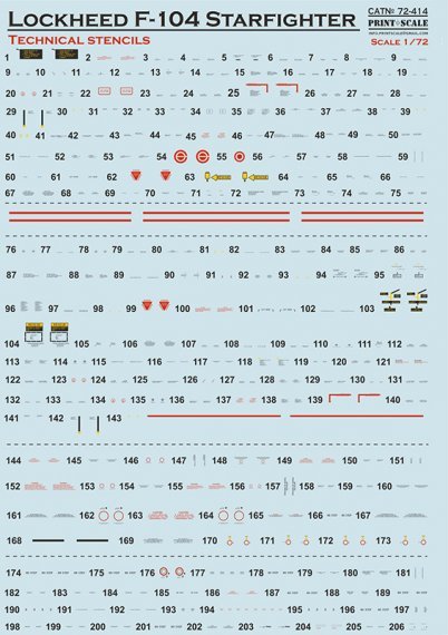 1/72 Lockheed F-104 Starfighter technical stencils