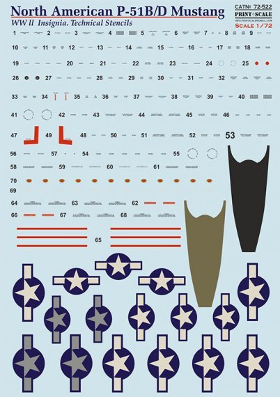 1/72 North-American P-51B/P-51D Mustang Technical stencils