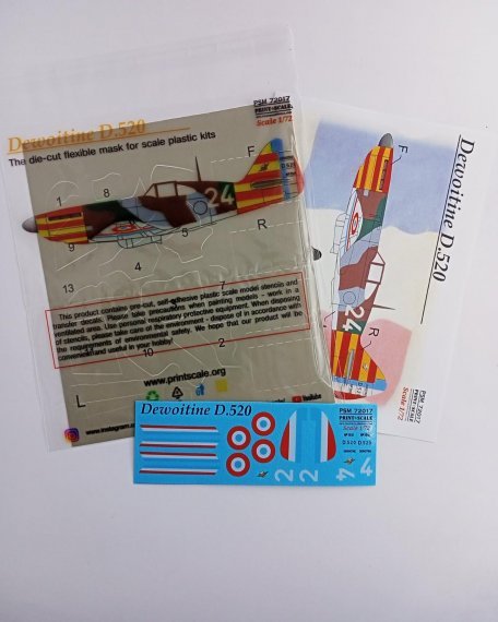 1/72 Dewoitine D.520 includes camouflage paint mask and decals