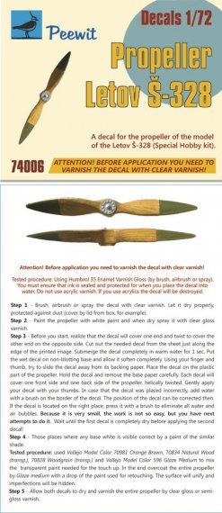 1/72 Decal Letov S-328 Propeller