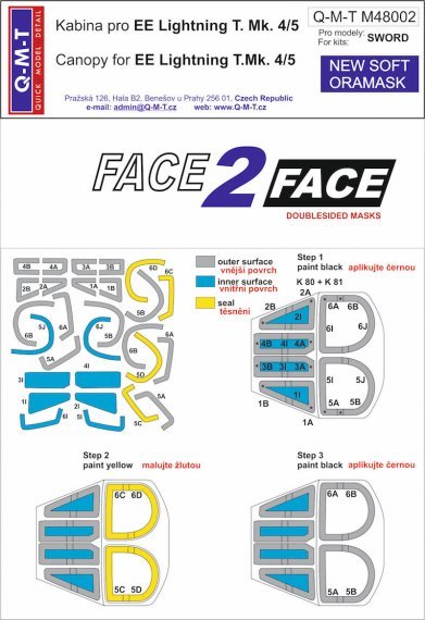 1/48 BAC/EE Lightning T Mk.4/5 Double face Canopy Paint masks