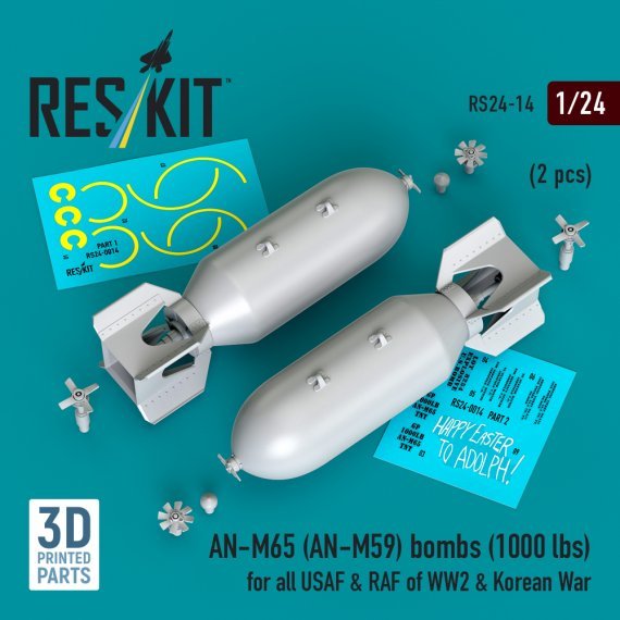 ResKit RS240014 AN-M65 Bombs 1/24 USAF RAF