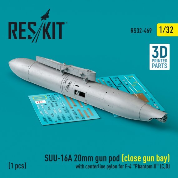 1/32 SUU-16A 20mm gun pod for closed with centerline pylon