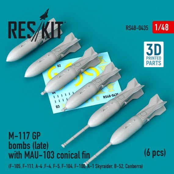 1/48 M-117 GP bombs with MAU-103 conical fin