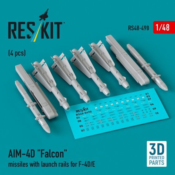 1/48 AIM-4D Falcon missiles with launch rails for